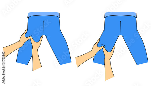 Massage. Yumeiho therapy. Instructions for performing massage techniques, kneading the thigh muscles. Simple vector illustration for physical therapy guidelines, websites and prints.