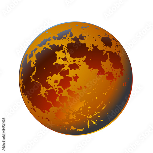 Red blood full Moon isolated on transparent background. Super Moon. Vector illustration.