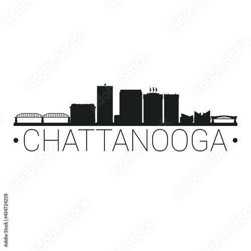 Chattanooga, TN, USA City Skyline. Silhouette Illustration Clip Art. Travel Design Vector Landmark Famous Monuments.