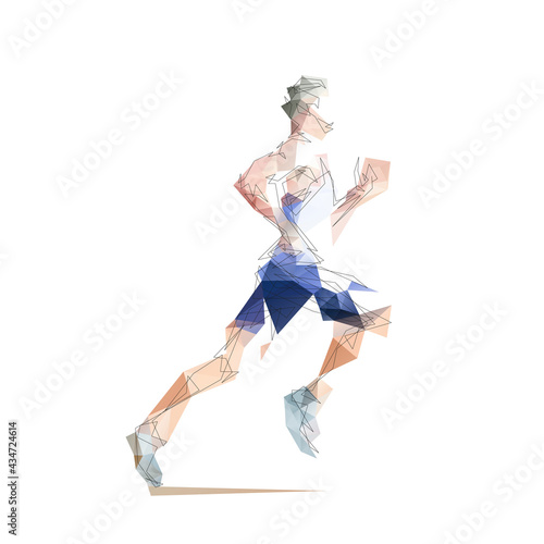Running man, abstract low polygonal vector illustration. Geometric drawing from lines and triangles. Run