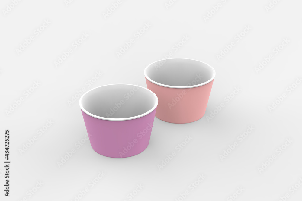 Matte Paper Ice Cream Cup Mockup. 3d illustration Matte Paper Ice Cream Cup Mockup. 3d illustration
