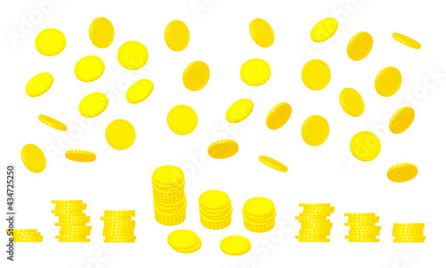 大量のゴールドコイン ベクターイラスト 