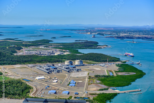 Liquified natural gas plants on Curtis Island, Queensland, with Gladstone in the distance © Photopia Studio