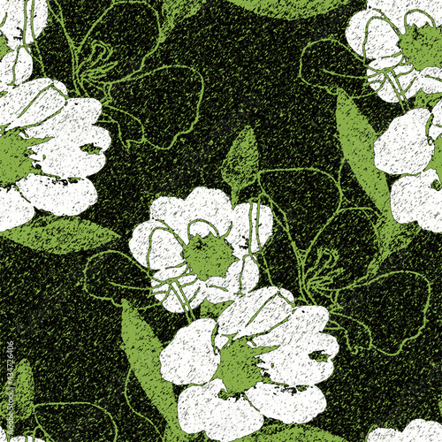 Red yelollow tulips seamless pattern.Image on a white and colored background.
