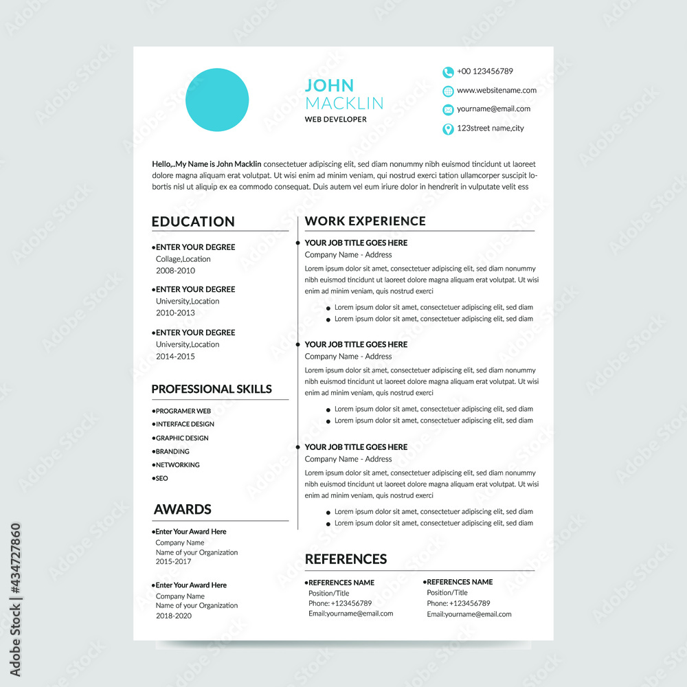 Clean Creative Resume Design 