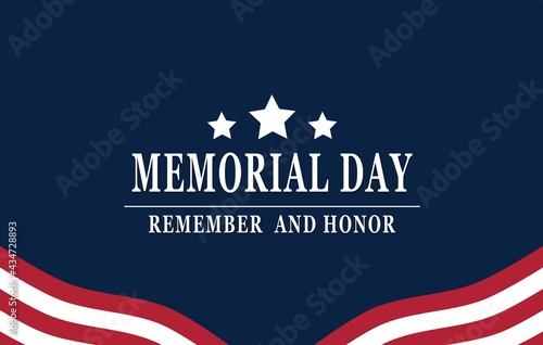Memorial Day - Remember and honor with American flag, Vector illustration