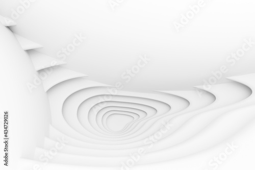 Abstract architectural background with flowing shapes of buildings. 3d rendering