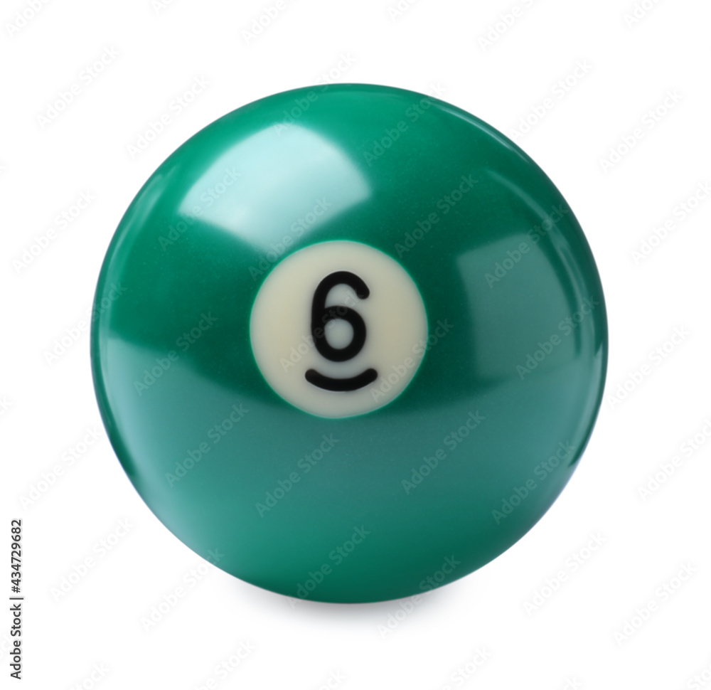 Billiard ball with number 6 isolated on white Billiard ball with number 6 isolated on white