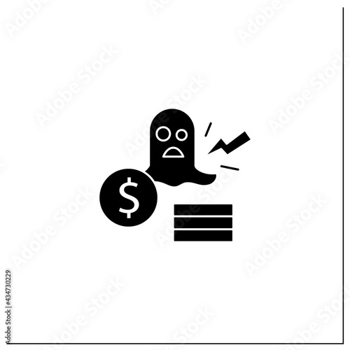 Remove glyph icon. Removing ghost, inactive assets. Not physically accounted in workplace. Asset management concept.Filled flat sign. Isolated silhouette vector illustration