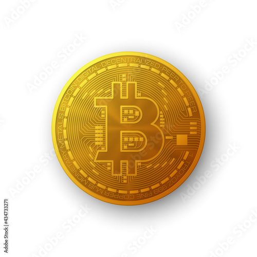 HUD Golden bitcoin. Digital currency money. Technology bitcoin mining worldwide network concept. Web banner golden bitcoin background. Physical bit coin. Cryptocurrency technology gold coins money