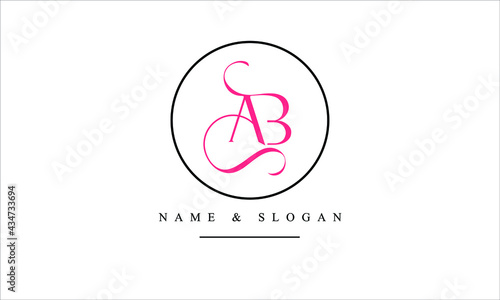 AB, BA, A, B abstract letters logo monogram