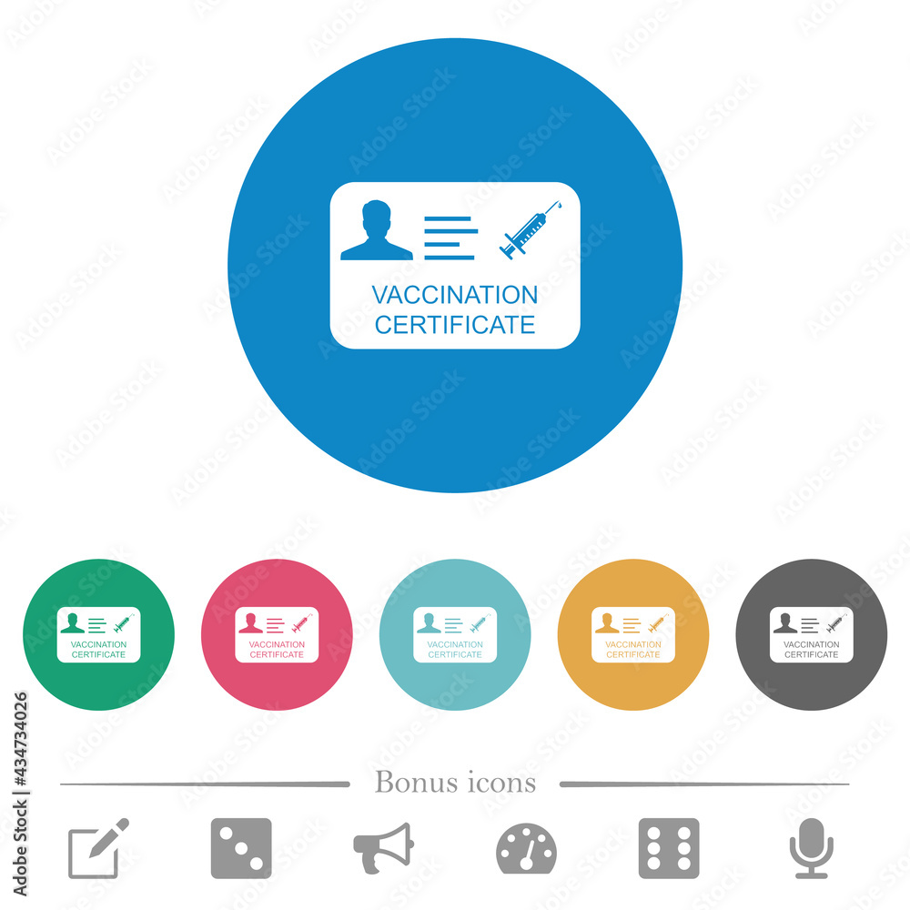 Vaccination certificate flat round icons Vaccination certificate flat round icons