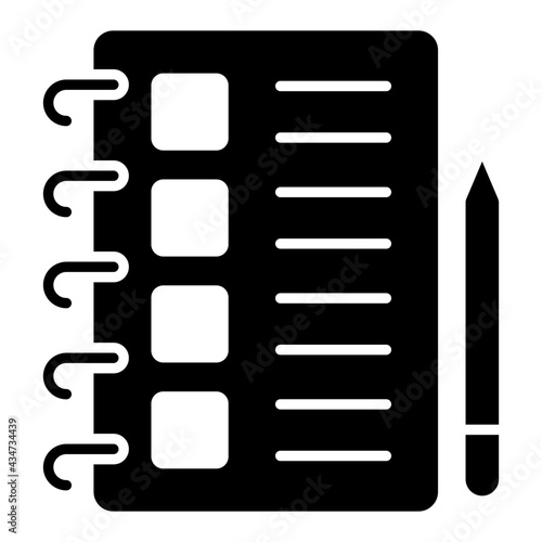 A glyph design, icon of checklist