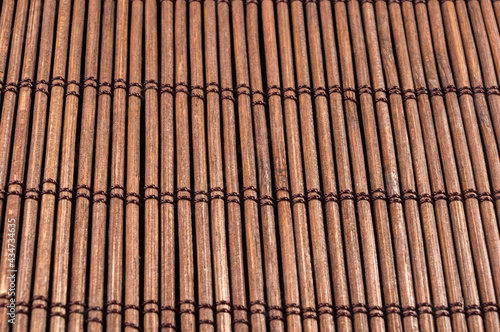 brown bamboo Mat - stand food, close-up, macro