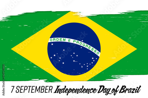 7 September Independence Day of Brazil, banner with grunge brush. Background with national country symbol.