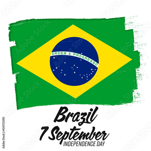 7 September Independence Day of Brazil, banner with grunge brush. Background with national country symbol.