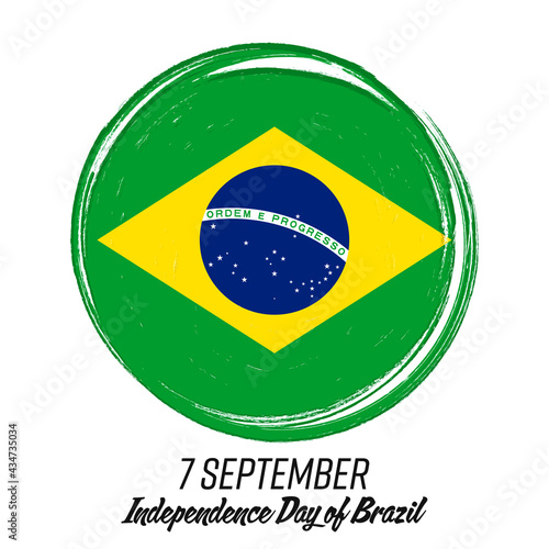 7 September Independence Day of Brazil, banner with grunge brush. Background with national country symbol.