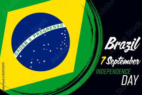 7 September Independence Day of Brazil, banner with grunge brush. Background with national country symbol.