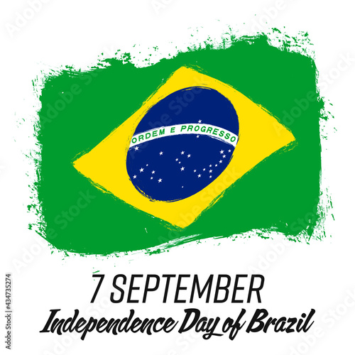7 September Independence Day of Brazil, banner with grunge brush. Background with national country symbol.