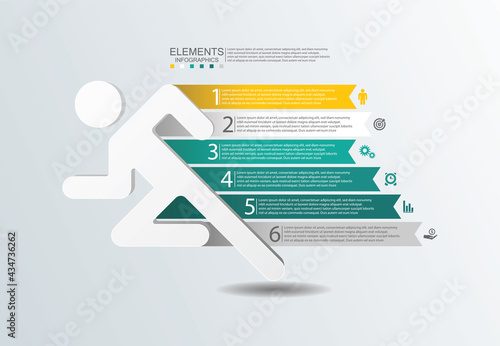 Presentation business infographic elements with 6 step