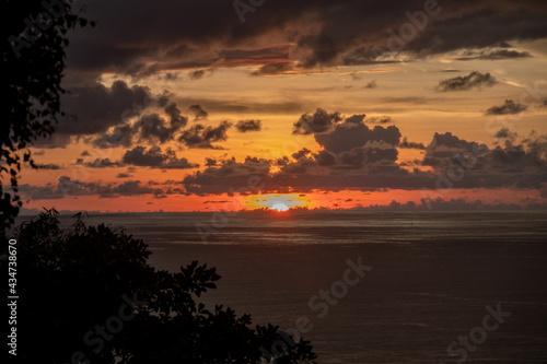 View of sunset on the Pacific coast of Manuel Antonio