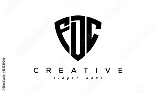 FDC letter creative logo with shield	