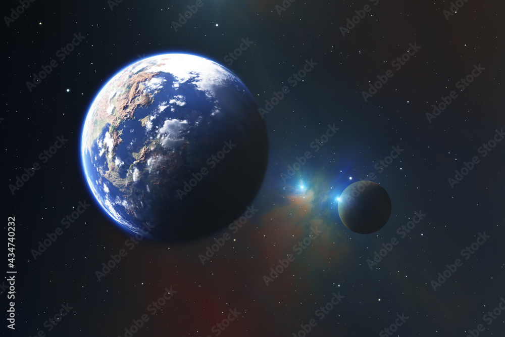Exoplanet and extrasolar moon with atmosphere Exoplanet and extrasolar moon with atmosphere