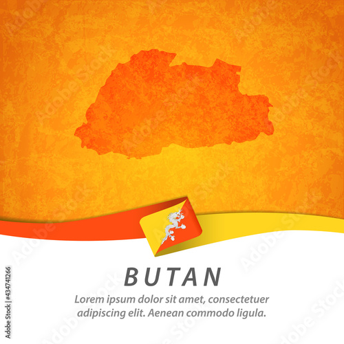 Butan flag with map