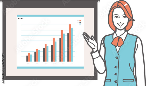 解説する制服のビジネスウーマン①