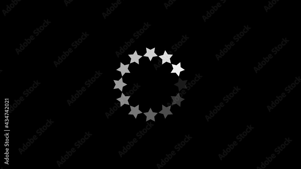 Loading circle icon on black background