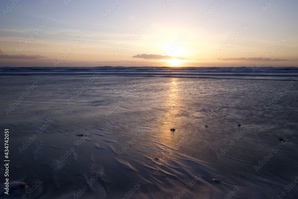 rising sun on the beach