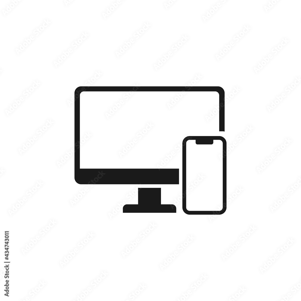 Responsive web design icon. Computer display and smartphone compatible websites concept. Responsive web design icon. Computer display and smartphone compatible websites concept.