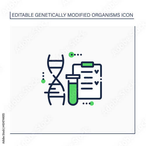 GMO test line icon.Screening. Absence or presence of genetically modified plant material. Checking documentation. Genetically modified organism concept. Isolated vector illustration.Editable stroke