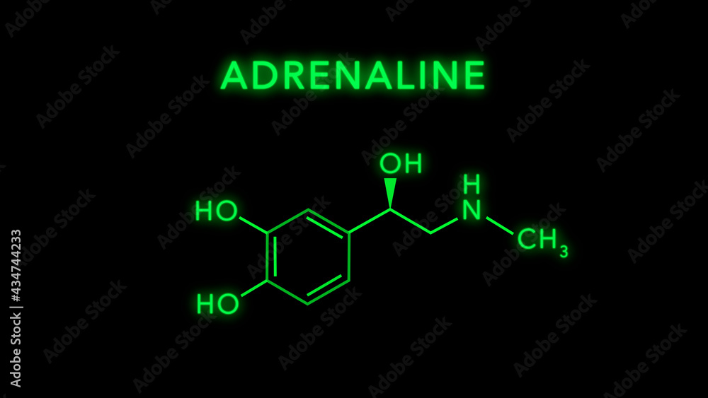 Fototapeta premium Adrenaline or Epinephrine Molecular Structure Symbol on Black Background