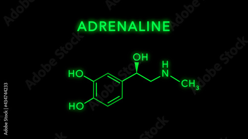 Adrenaline or Epinephrine Molecular Structure Symbol on Black Background