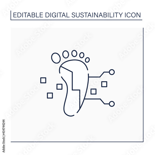 Digital footprint line icon. Unique actions on Internet, devices.Digital shadow.Data trail. Digitization concept.Isolated vector illustration.Editable stroke