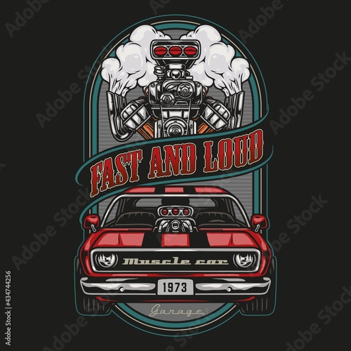Custom car vintage colorful badge