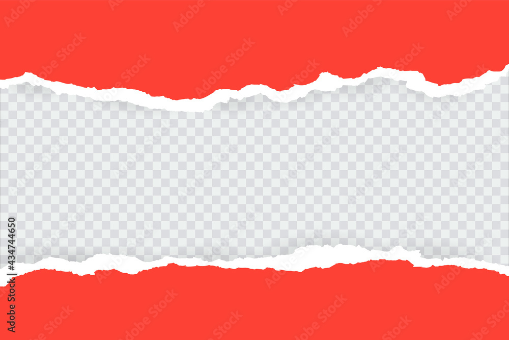 Torn, ripped piece of horizontal blue paper with soft shadow is on squared grey background for text Torn, ripped piece of horizontal blue paper with soft shadow is on squared grey background for text