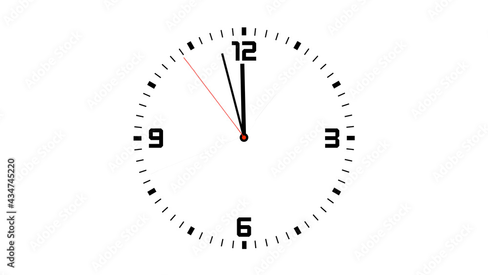 Flat Design Clock 24 hours Style before midnight with second arrow Illustration Flat Design Clock 24 hours Style before midnight with second arrow Illustration