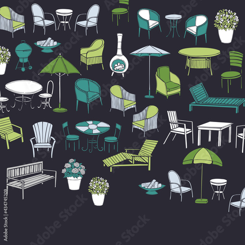 Garden furniture. Vector  background.