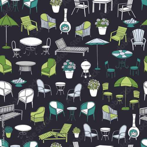 Garden furniture. Vector  pattern.