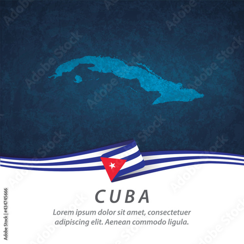 Cuba flag with map