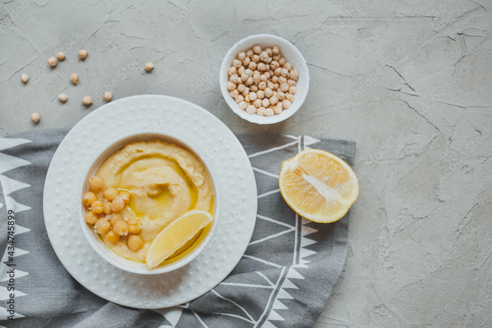Hummus from chickpeas, with olive oil and lemon Hummus from chickpeas, with olive oil and lemon