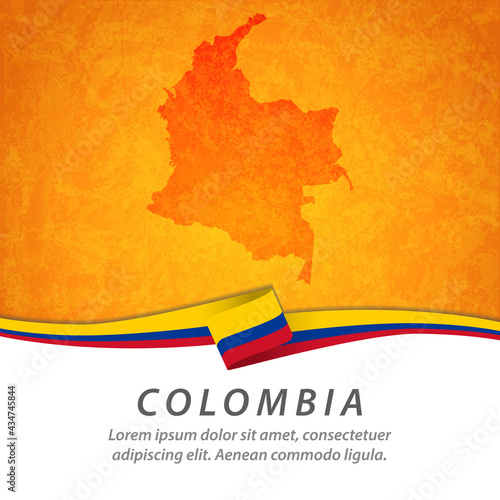 Colombia flag with map