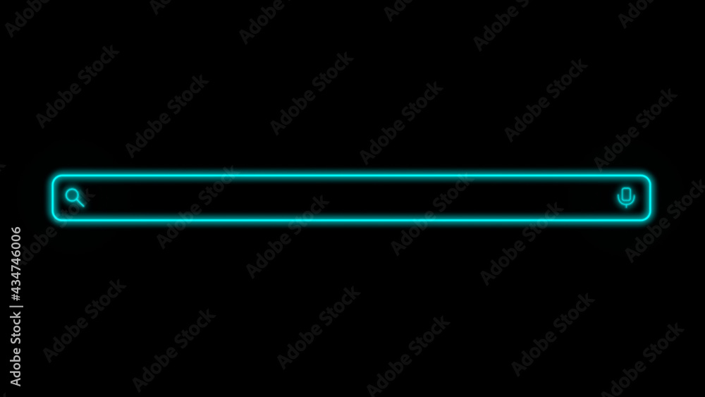 Neon Futuristic Square Search Engine Bar Query on Black Background Neon Futuristic Square Search Engine Bar Query on Black Background
