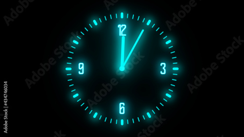 Neon Glow Clock 24 hours After Midnight