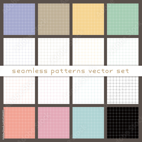A simple seamless plaid pattern. A set of pastel colored backgrounds.