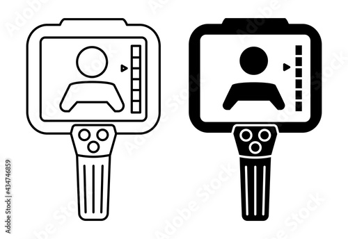 Thermal camera. Body temperature checks by infrared thermographic camera. Thermal Imaging Systems. Scan people's temperature. Detection of coronavirus. Measurement of fever. Vector