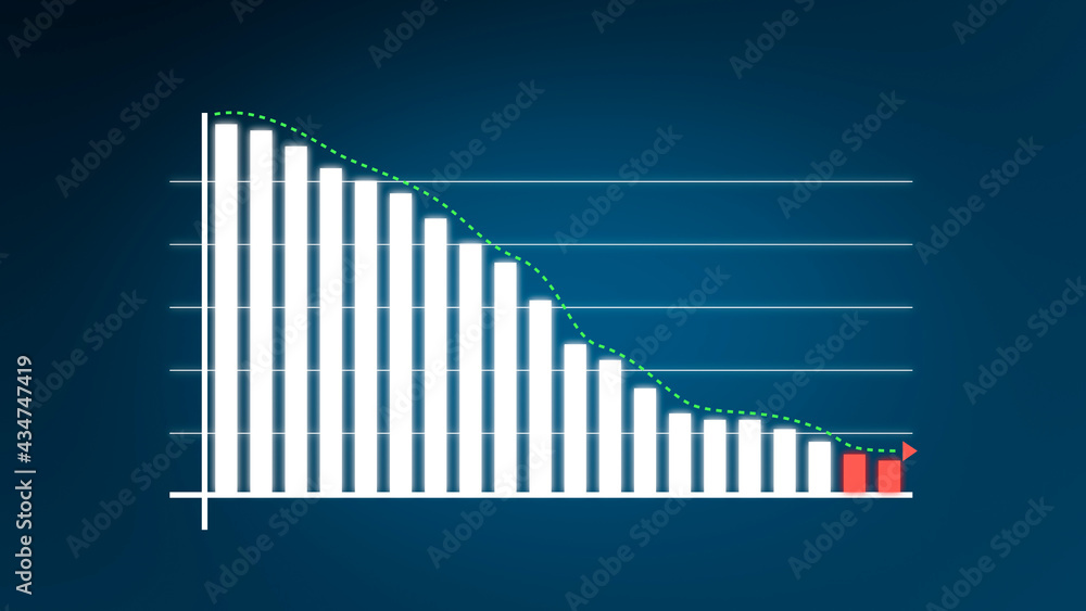 Plummet Business Growth Infographic with Arrow and Bar on Blue Background Plummet Business Growth Infographic with Arrow and Bar on Blue Background
