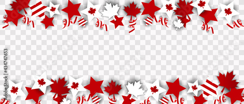 Canada Day vector illustration, Canadian flag and maple leaves, red and white vector